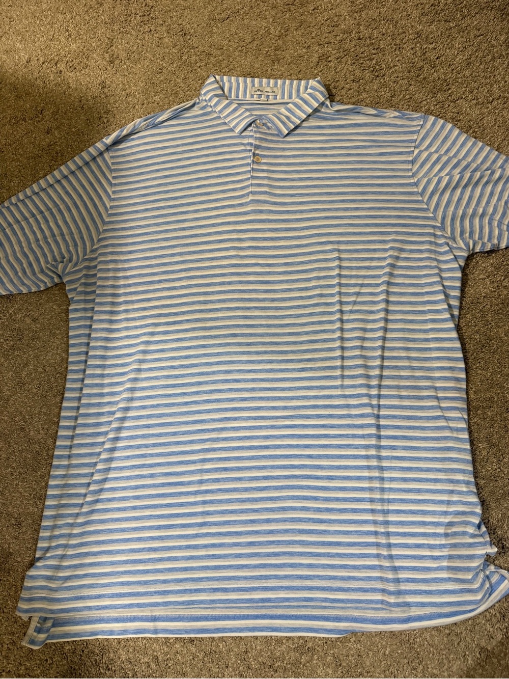 Peter Millar Blue and White Striped Polo